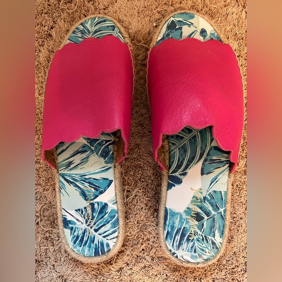 J McLaughlin Aries Pink Leather Slides! - Picture 1 of 5